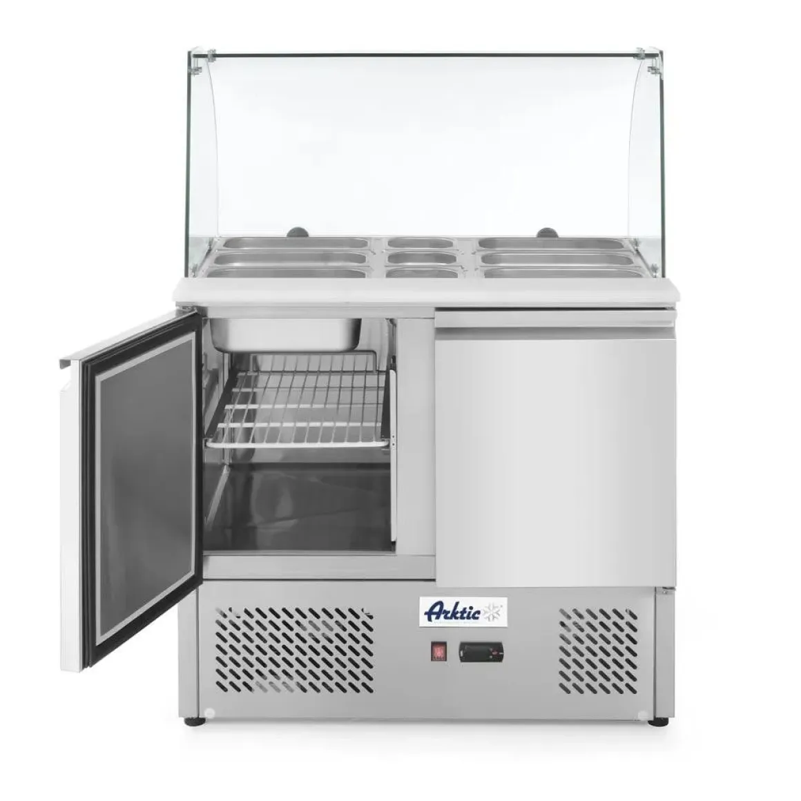 Arktic Saladette met 2 deuren en glazen vitrine 300L