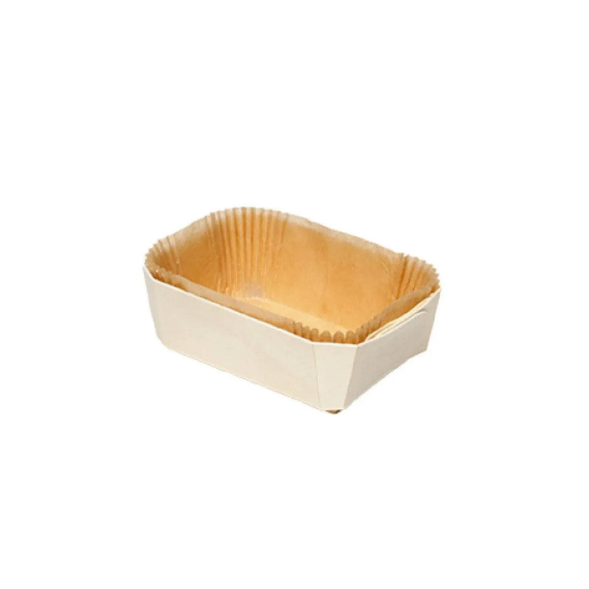 Bakvorm Hout Rechthoek 14x9,5x5cm + Bakpapier (per stuk)