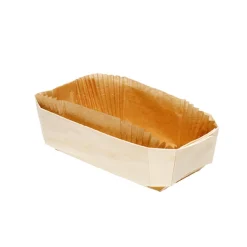 Bakvorm Hout Rechthoek 20,5x11x6cm + Bakpapier (per stuk)