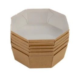Bakvorm Karton Achthoek Bruin 13x13x4,5cm (per stuk)