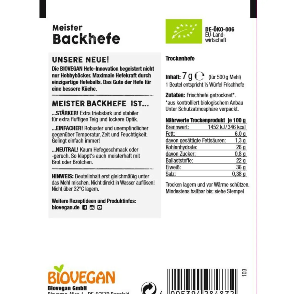 BioVegan Meesterbakkersgist Biologisch 3x7g