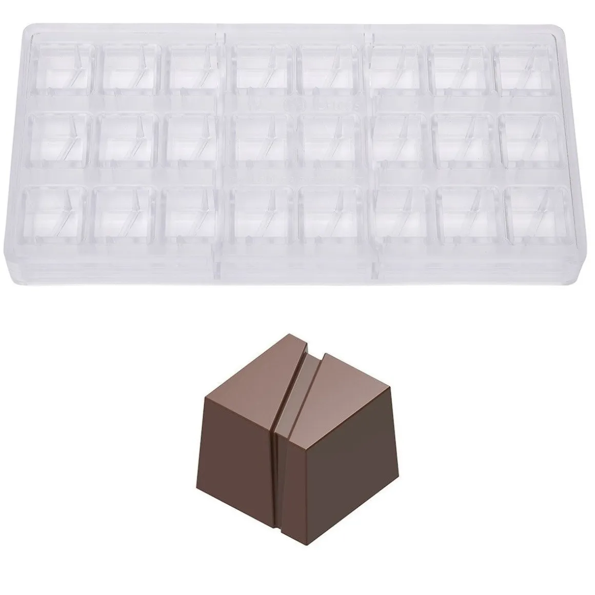 Bonbonvorm Chocolate World Kubus met Streep (24x) 25mm