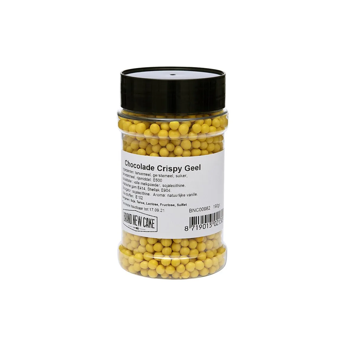BrandNewCake Chocolade Crispy Parels Geel 190g