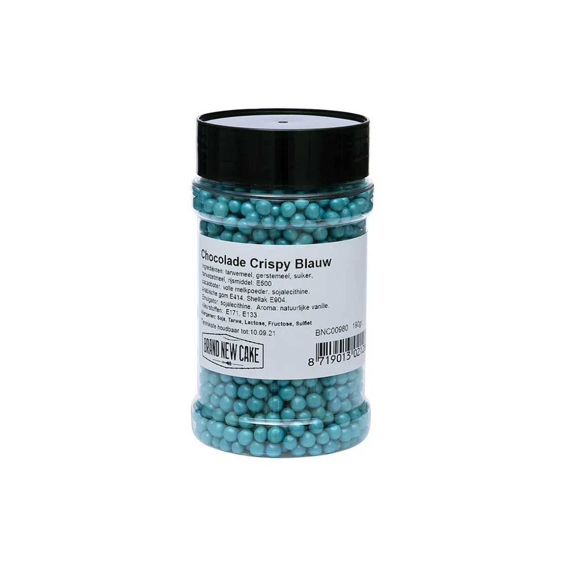 BrandNewCake Chocolade Crispy Parels Blauw 190g