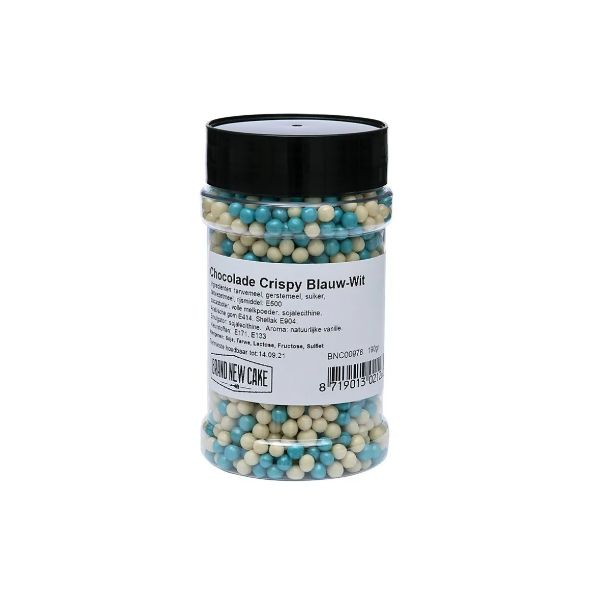 BrandNewCake Chocolade Crispy Parels Blauw/Wit 190g