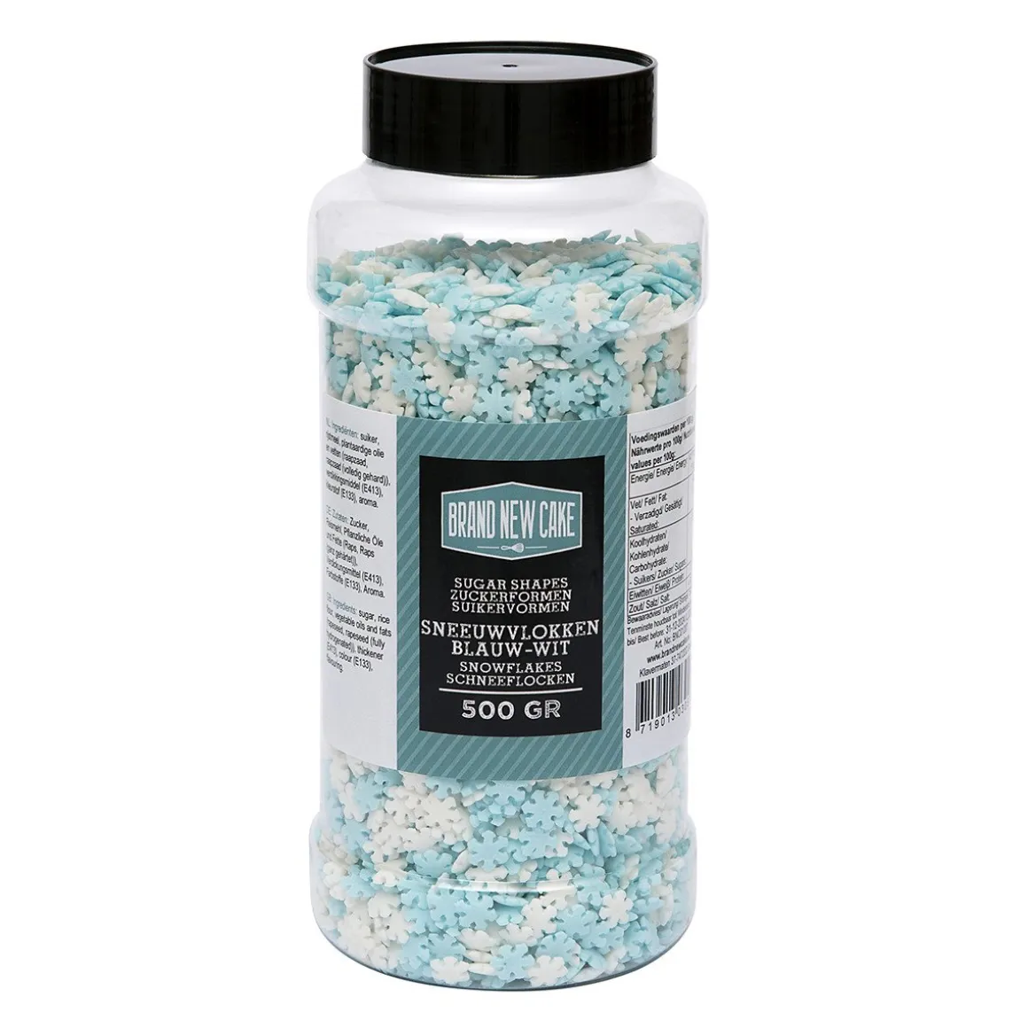 BrandNewCake Confetti Sneeuwvlokken Blauw/Wit 500gr.