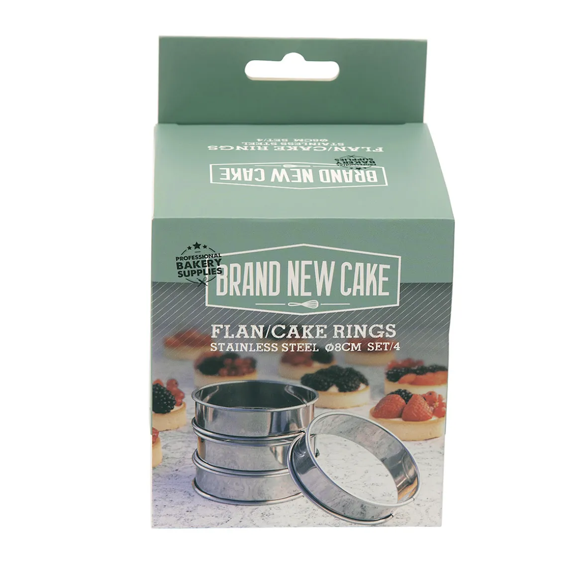 BrandNewCake Flan/Cake Ringen RVS Ø8cm Set/4