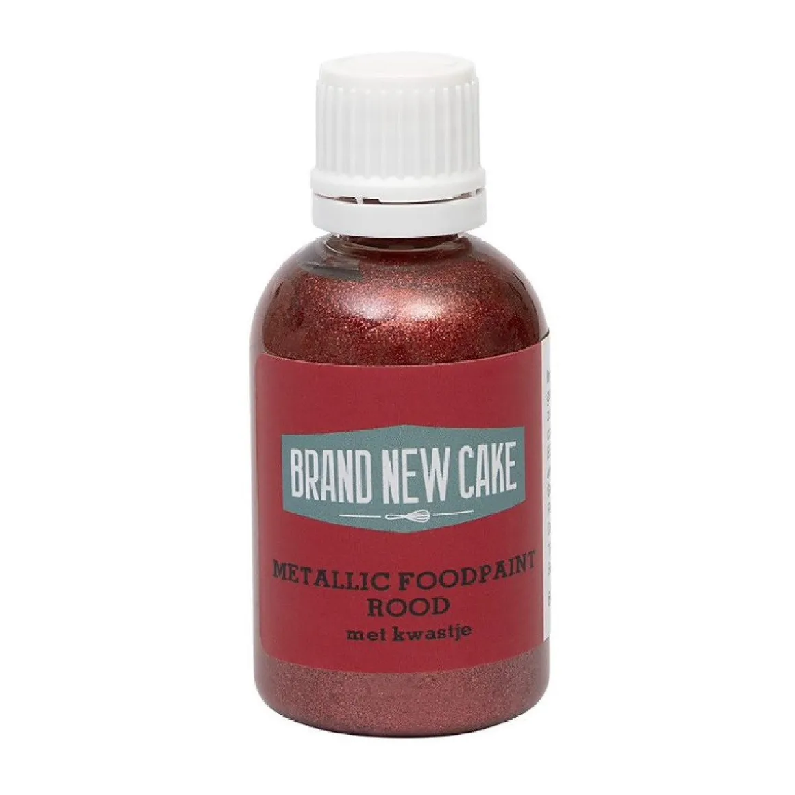 BrandNewCake Metallic Food Paint Rood met Kwastje 60g