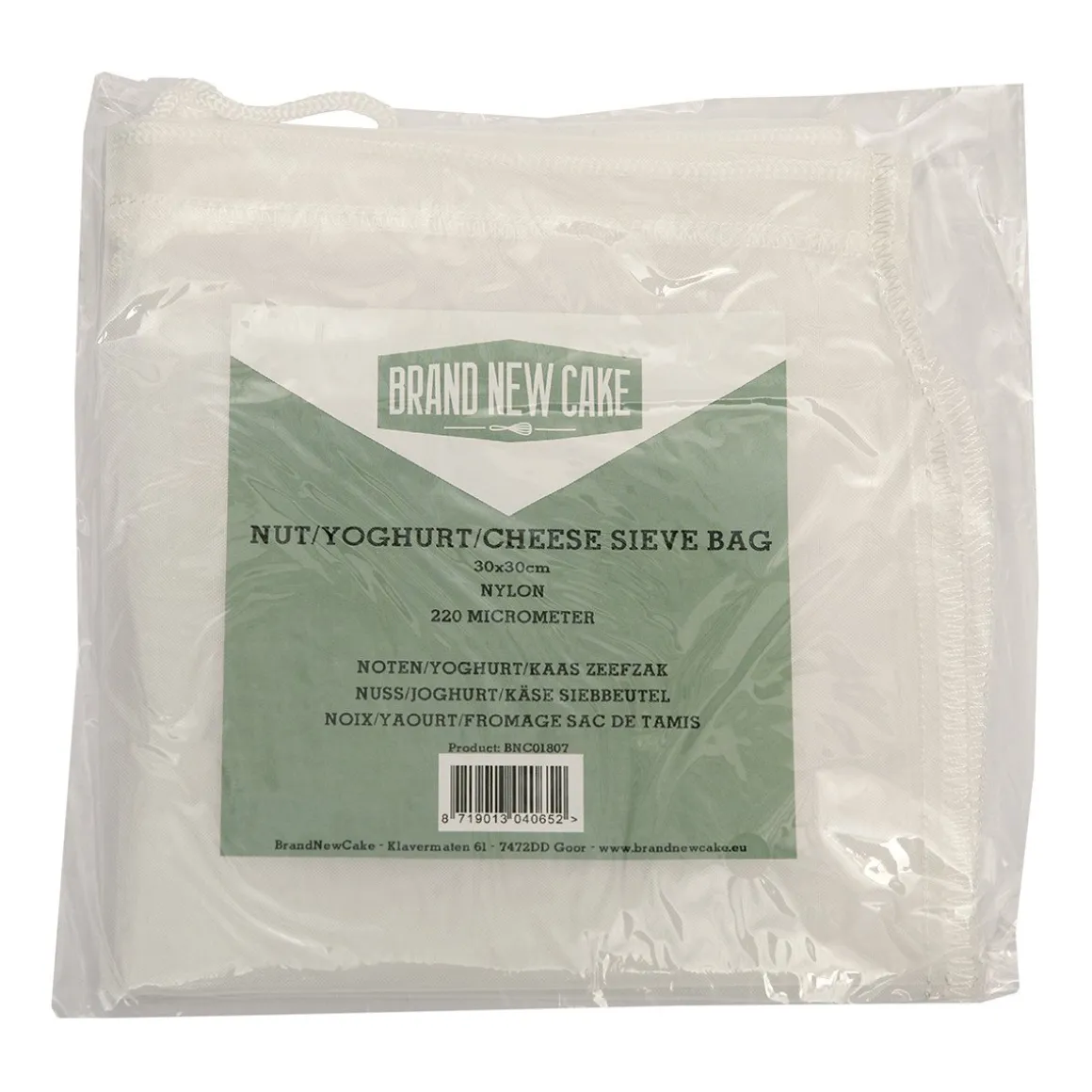BrandNewCake Nylon Noten/Yoghurt/Kaas Zeefzak 30x30cm