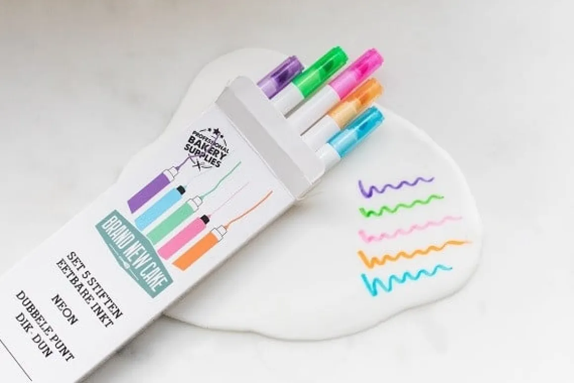 BrandNewCake Stiften NEON eetbare inkt set/5
