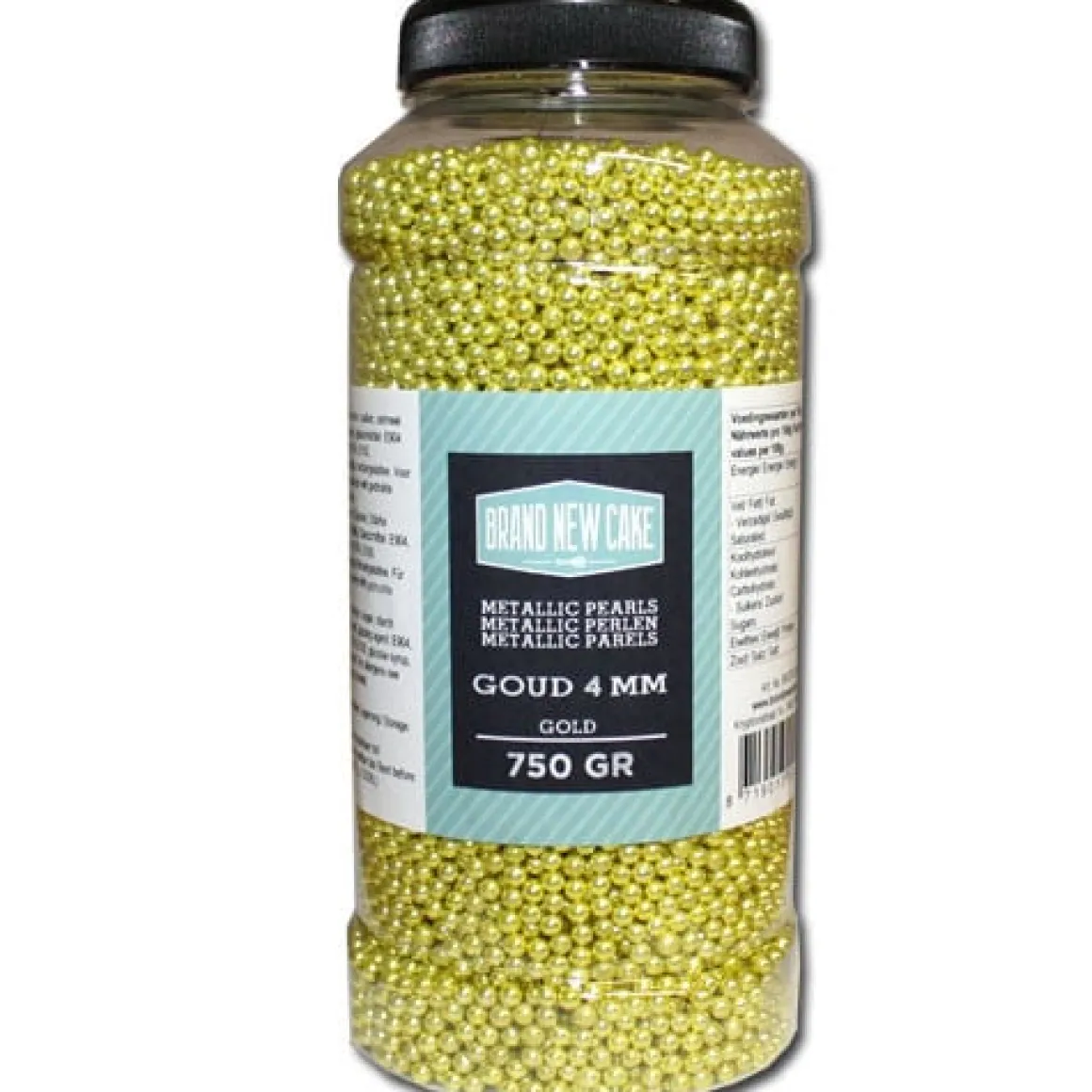 BrandNewCake Suikerparels Metallic Goud 4mm 750gr.