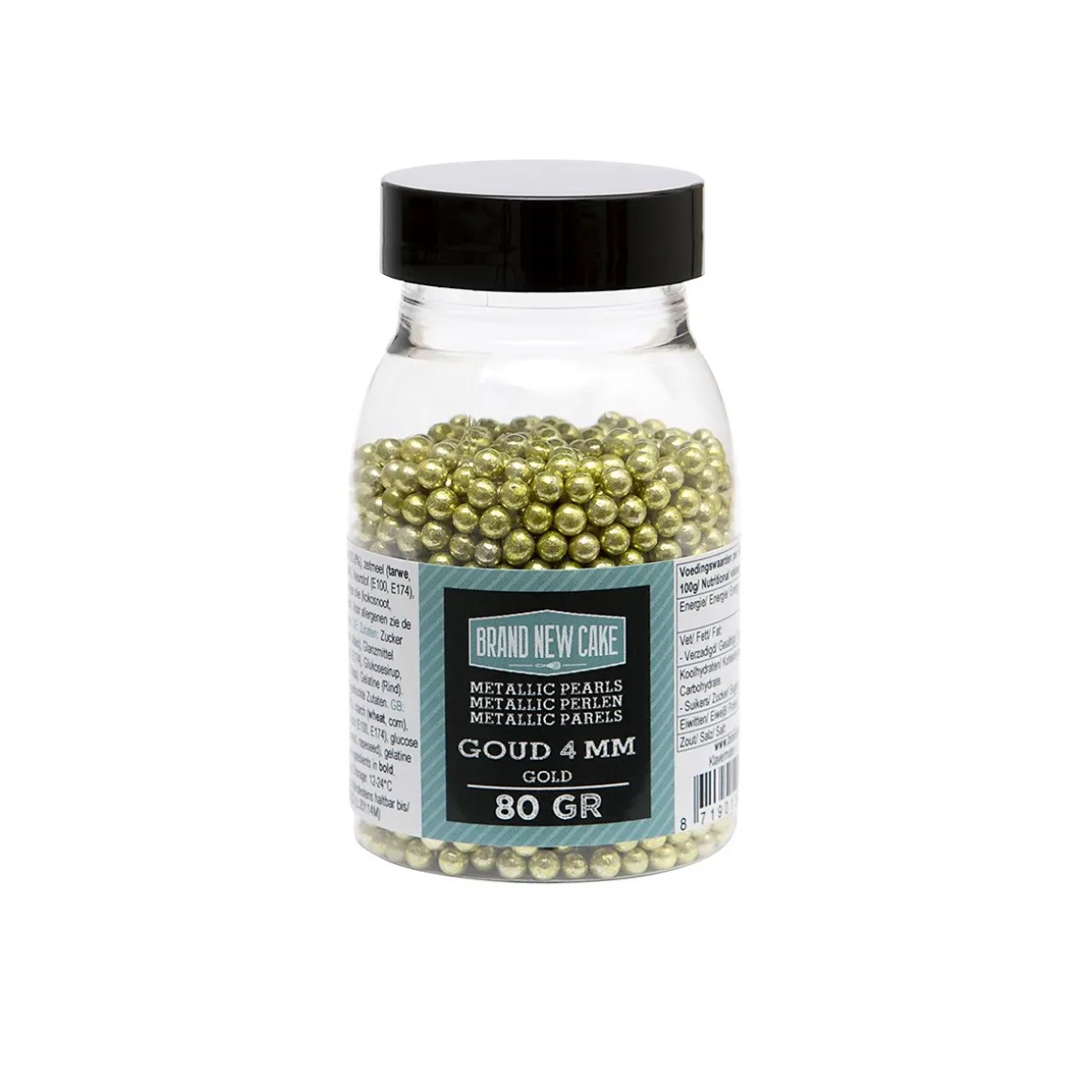 BrandNewCake Suikerparels Metallic Goud 4mm 80gr.