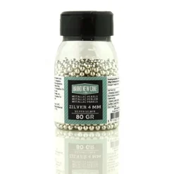 BrandNewCake Suikerparels Metallic Zilver 4mm 80gr.