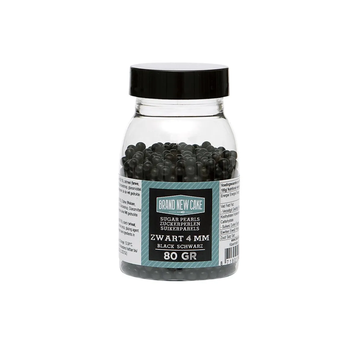 BrandNewCake Suikerparels Zwart 4mm 80gr.