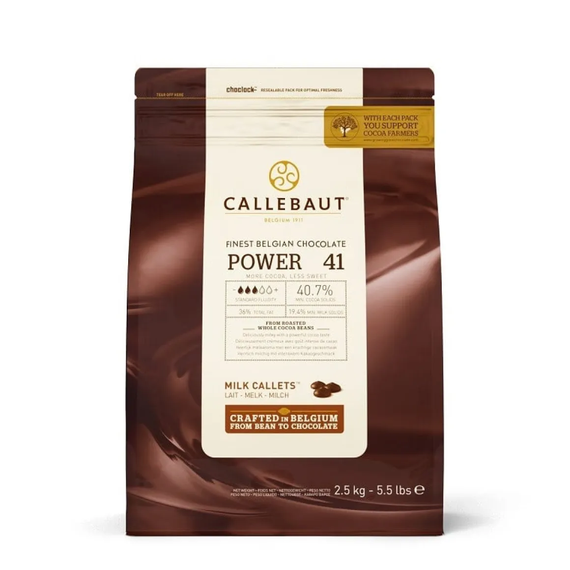 Callebaut Chocolade Callets Melk Minder Suiker 2,5kg