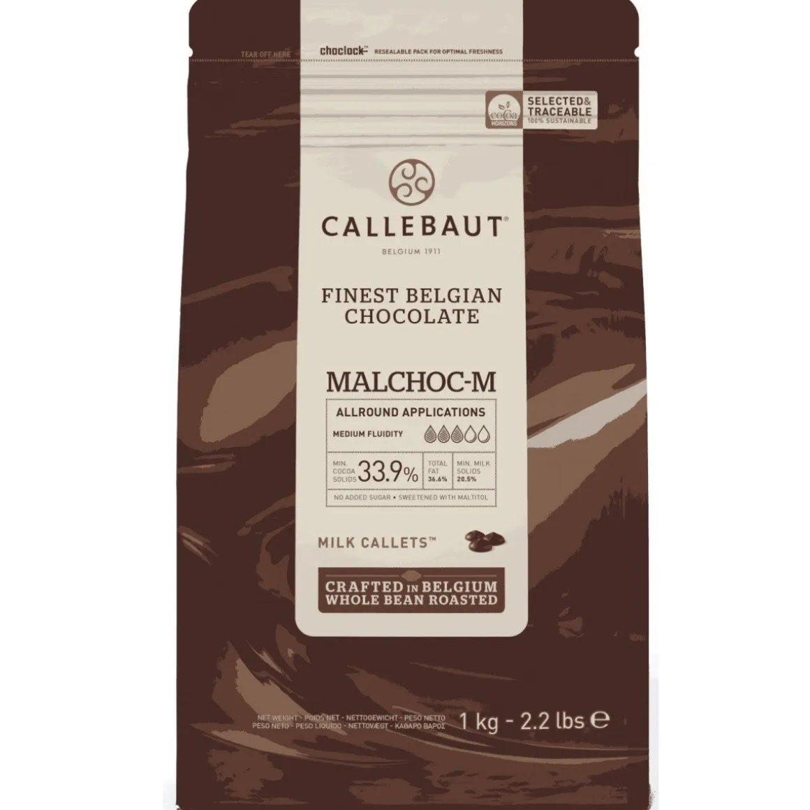 Callebaut Chocolade Callets Melk 1kg (zonder suiker)