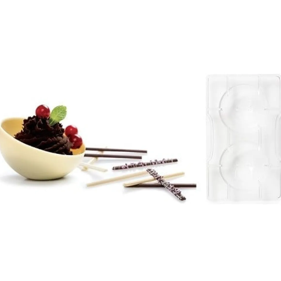 Chocolade Holvorm Halve Bol (2x) Ø75 mm**
