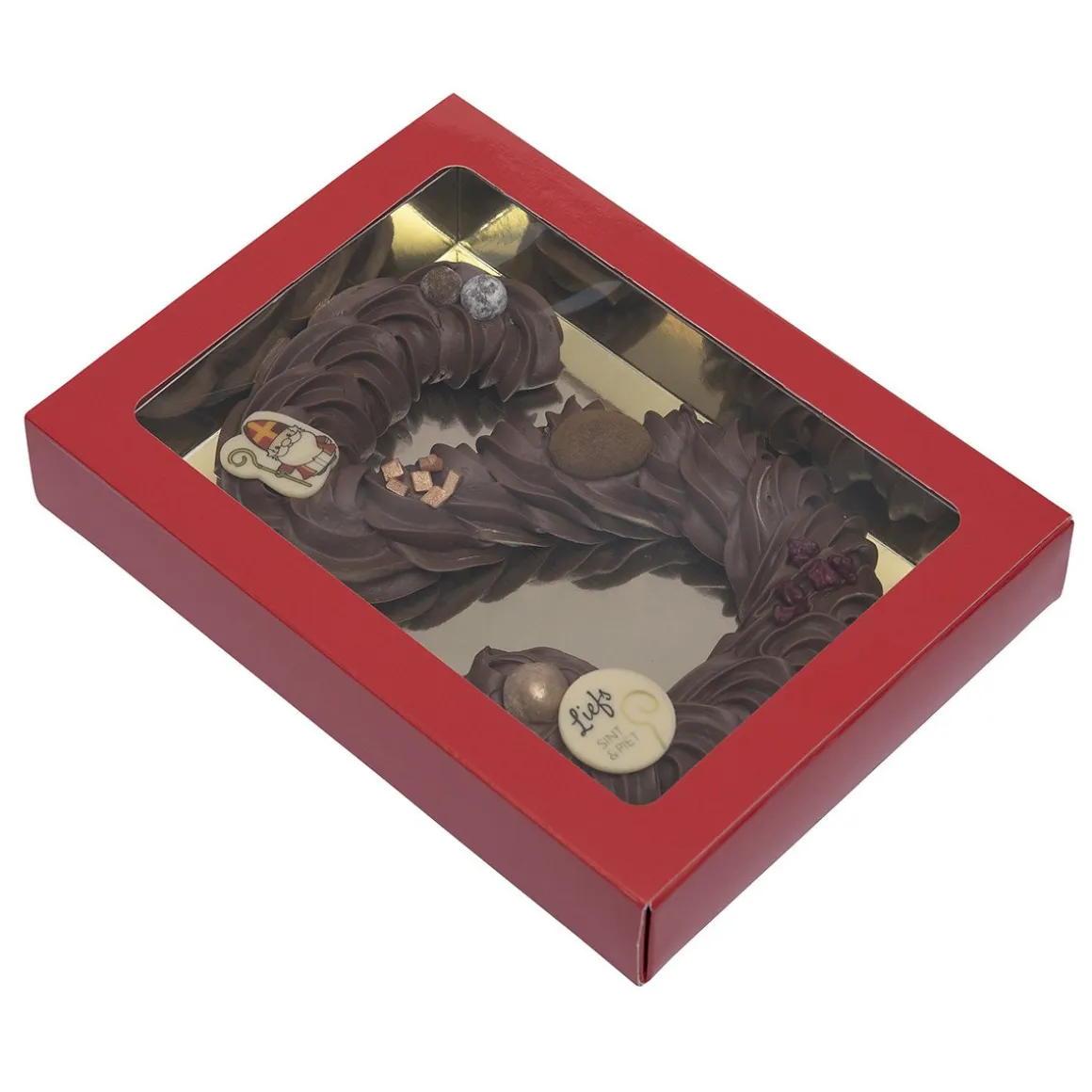 Chocoladeletterdoos GK7 Rood / Goud 26st