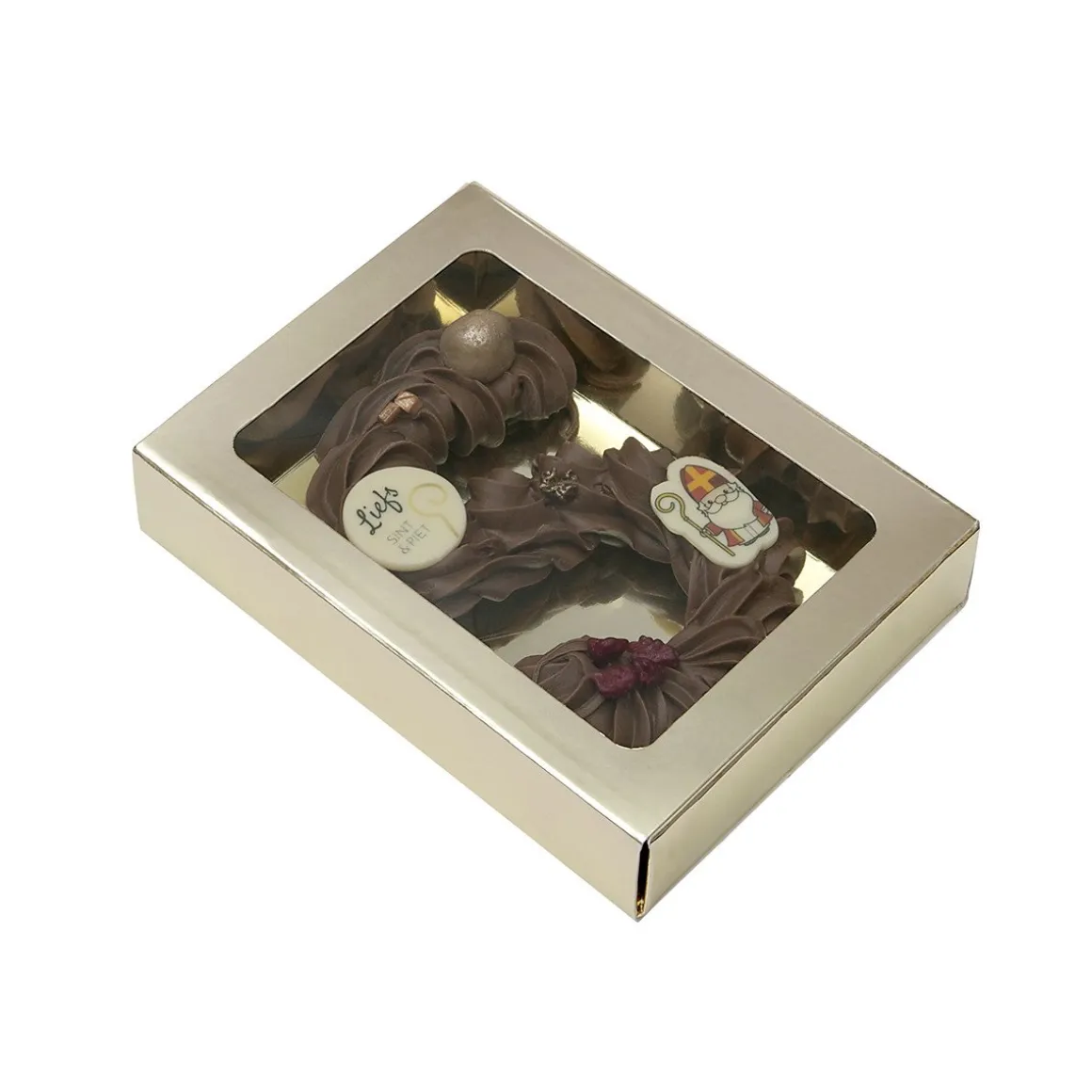 Chocoladeletterdoos Klein GK1 Goud / Goud 3st