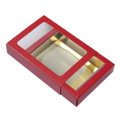 Chocoladeletterdoos Klein GK1 Rood / Goud 3st