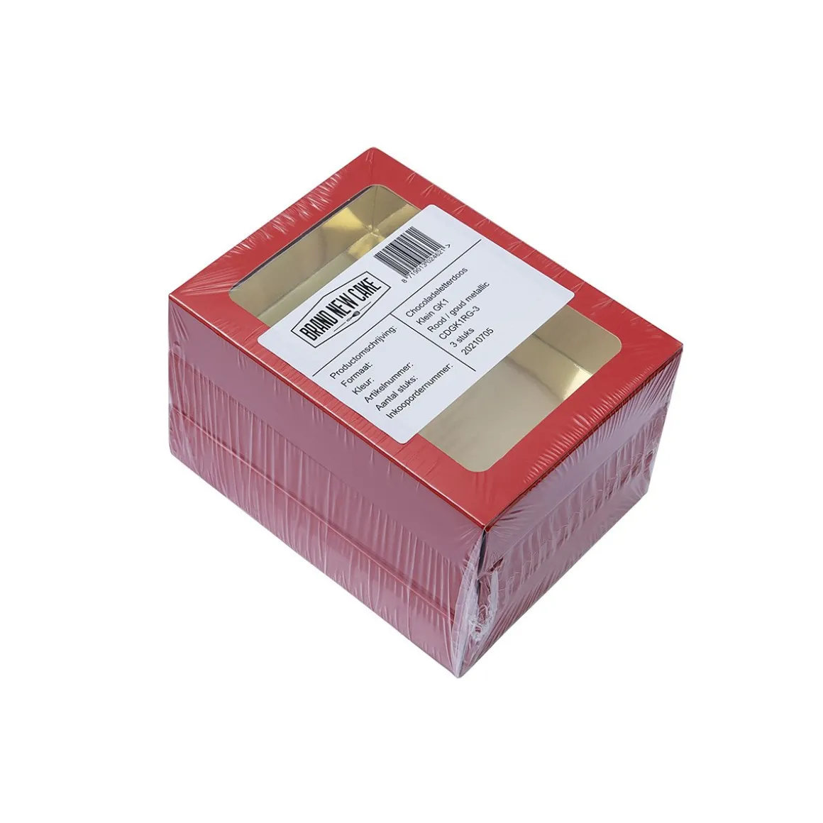 Chocoladeletterdoos Klein GK1 Rood / Goud 3st