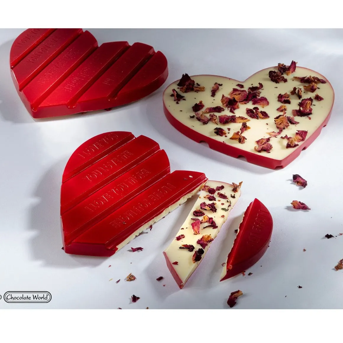 Chocolademal Chocolate World Tablet Hart (2x) 125x110x10mm