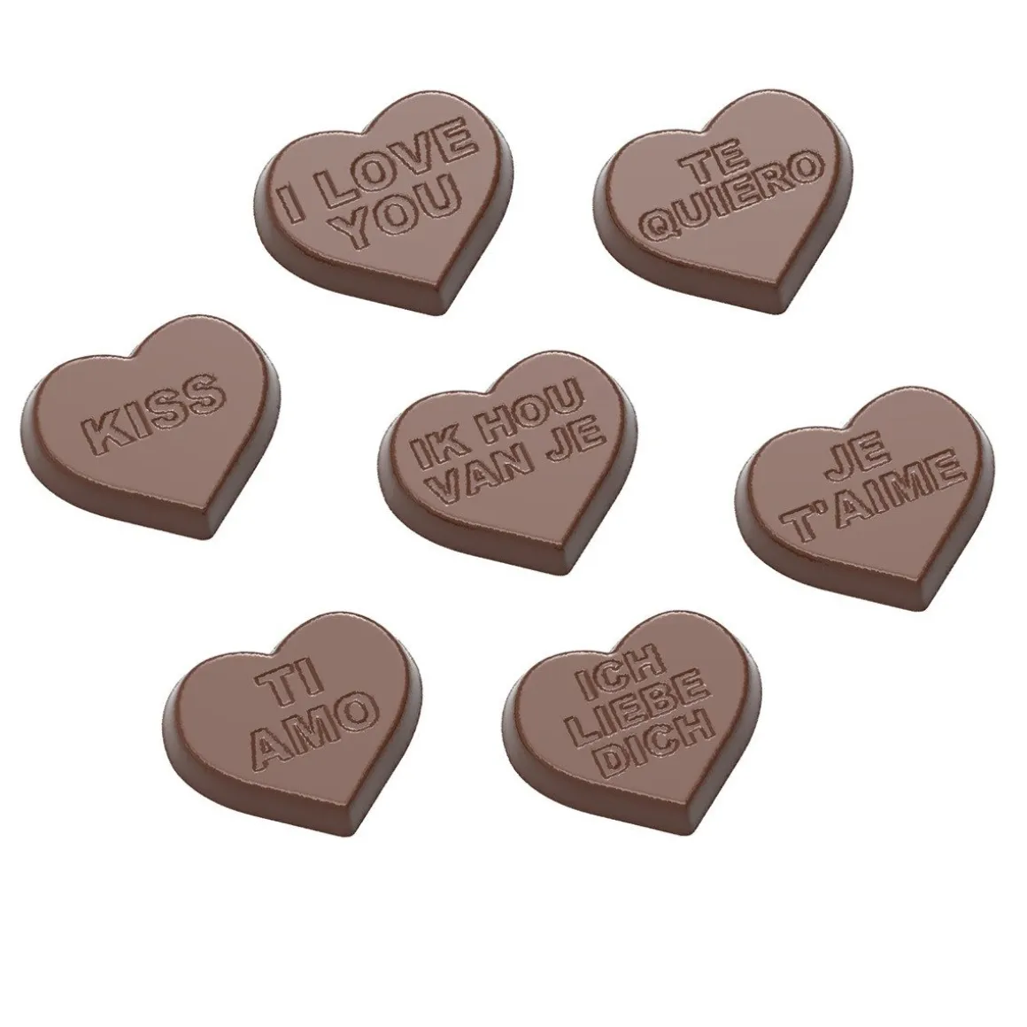 Chocolademal Chocolate World Hartjes Figuren (21x) 30x26x7mm