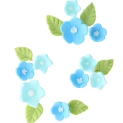 Culpitt Suikerdecoratie Bloemen en Bladeren Blauw 16st.