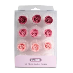Culpitt Suikerdecoratie Rozen Ombré Roze 12st.