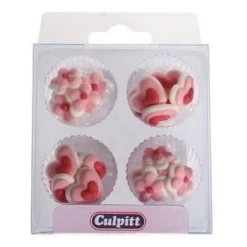 Culpitt Suikerdecoratie roze minihartjes en bloemen, 24st