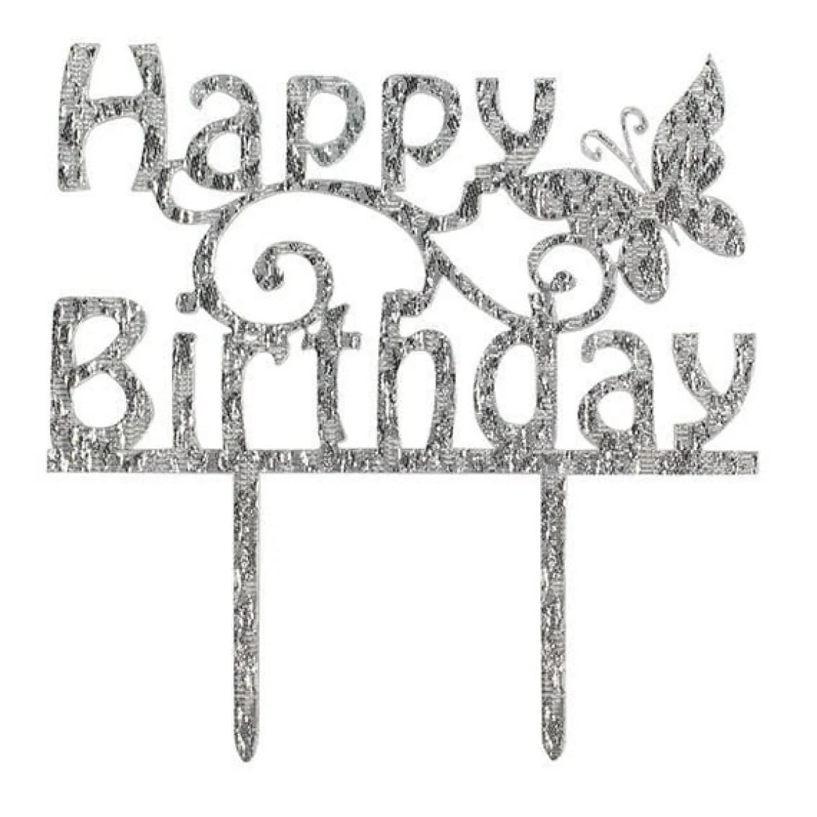 Culpitt Taarttopper Acryl Happy Birthday Zilver 150x85mm