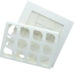 Cupcake Doosje 6 / 12 MINI Wit (incl. tray-venster) 25st.