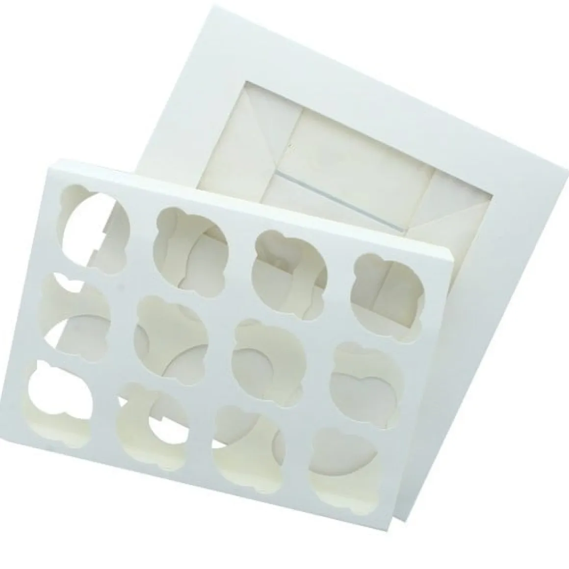 Cupcake Doosje 6 / 12 MINI Wit (incl. tray-venster) 25st.