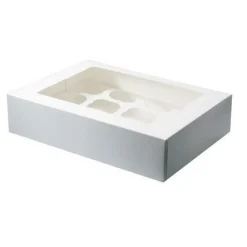 Cupcake Doosje 12 Wit (incl. tray met venster) 25st.