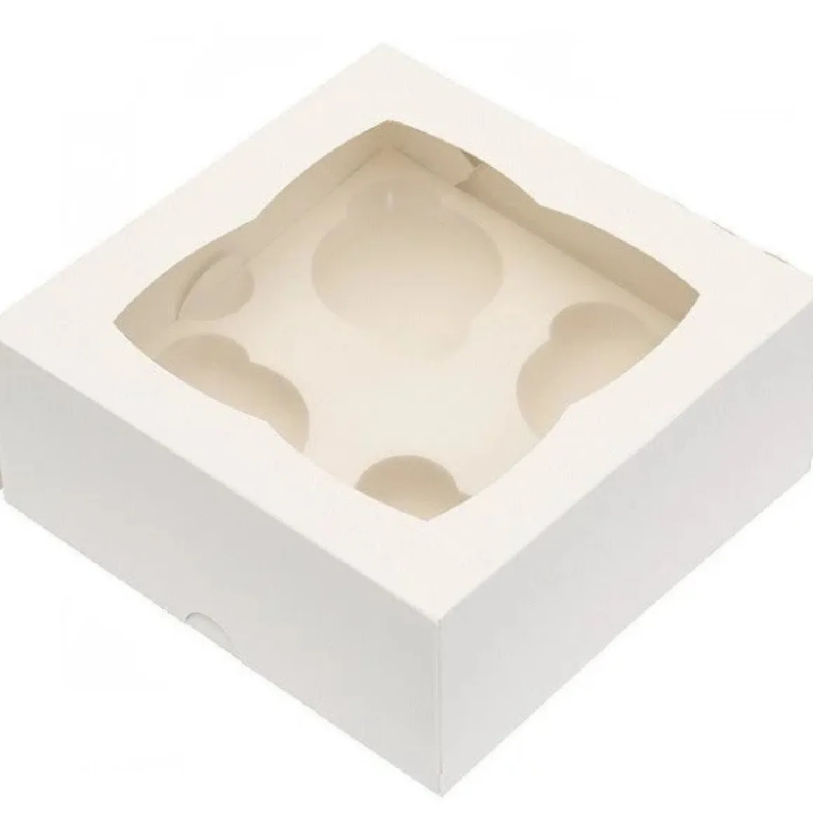 Cupcake Doosje 4 Wit (incl. tray met venster) 25st.