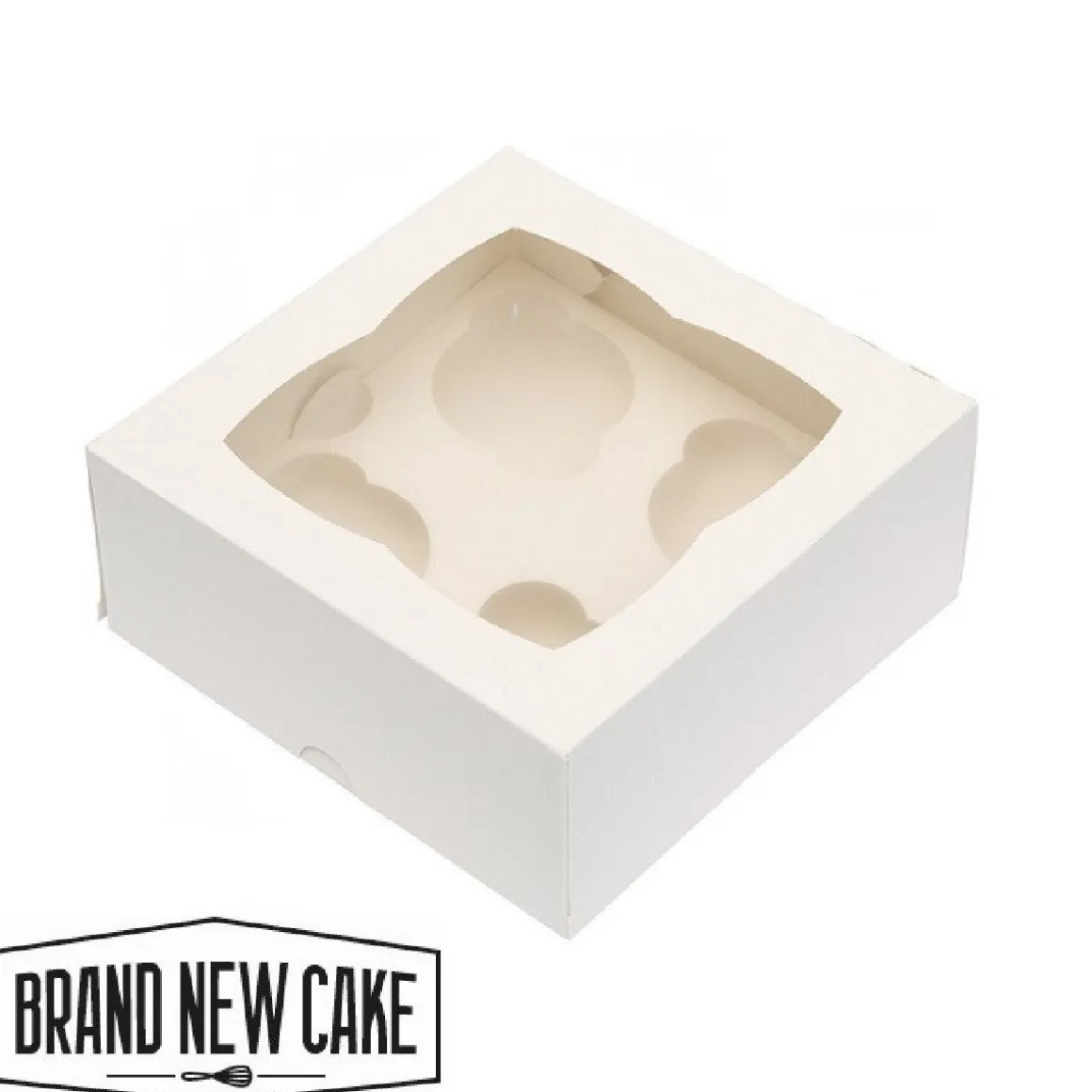 Cupcake Doosje 4 Wit (incl. tray met venster) 25st.