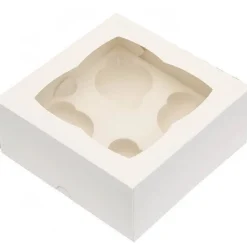 Cupcake Doosje 4 Wit (incl. tray met venster) 3st.