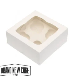 Cupcake Doosje 4 Wit (incl. tray met venster) 3st.