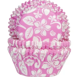 Cupcake Vormpjes HoM Aloha Bloem Roze 50x33mm. 50st.