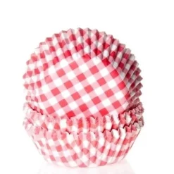 Cupcake Vormpjes HoM Boerenbont Ruit Rood 50x33mm. 50st.