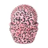 Cupcake Vormpjes HoM Luipaard Roze 50x33mm. 50st.