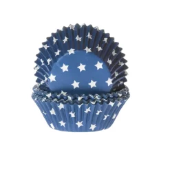 Cupcake Vormpjes HoM Sterren Blauw 50x33mm. 50st.