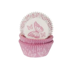 Cupcake Vormpjes HoM Vlinder Roze 50x33mm. 50st.