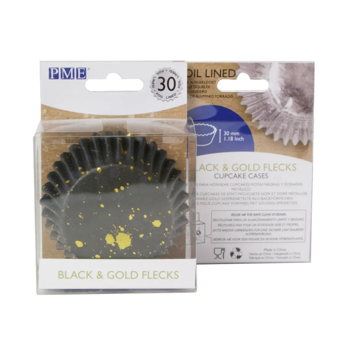 Cupcake Vormpjes PME Zwart met Goud 30 stuks