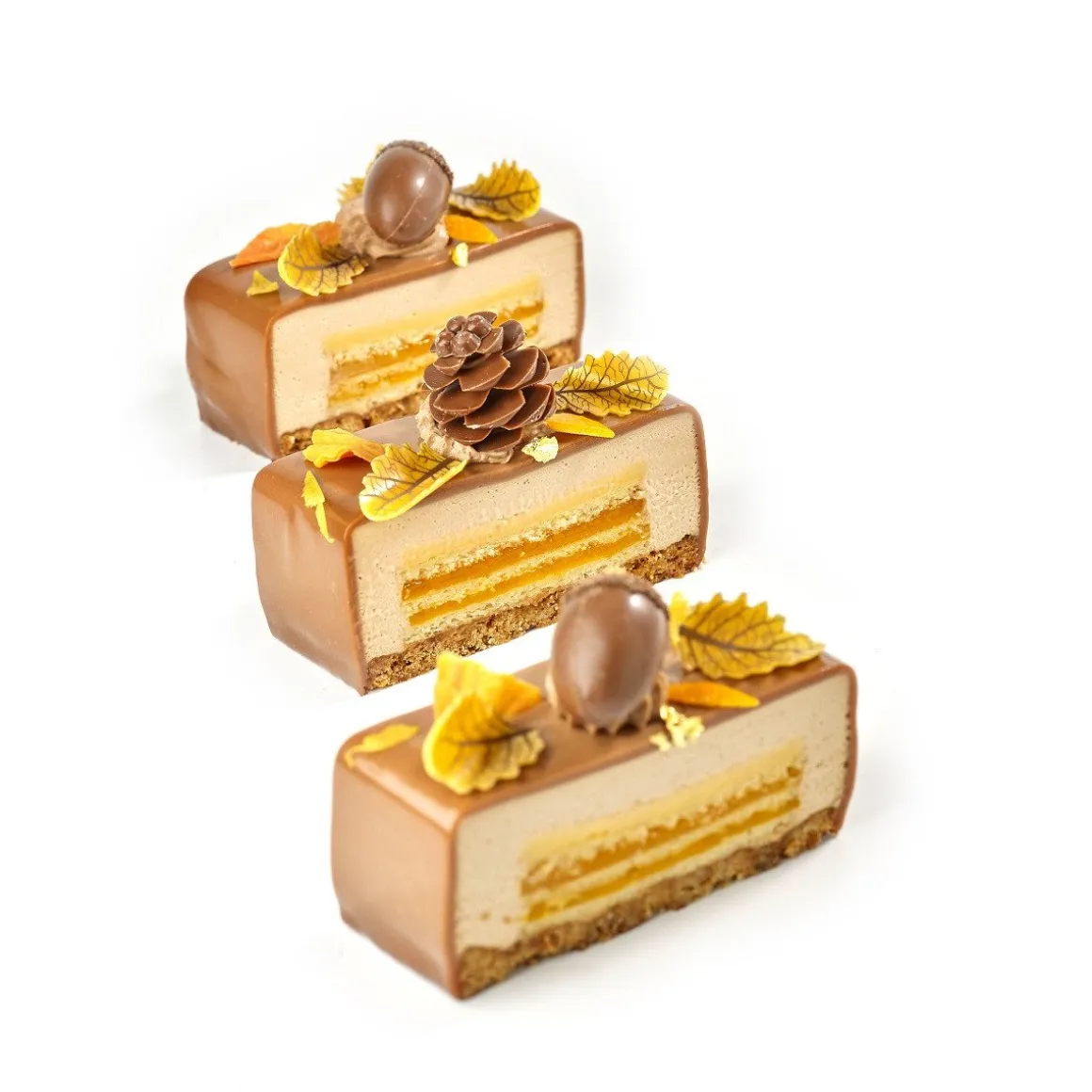Dobla Chocoladedecoratie Gebogen Blad Geel (144 stuks)