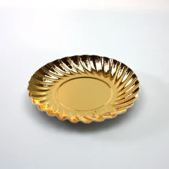 Gebaksschoteltje Rond Ribbel Goud Ø8,8cm 100st.