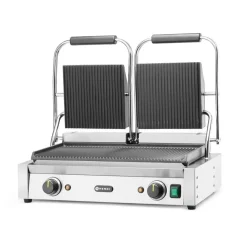Hendi Contactgrill - dubbele versie Geheel geribd