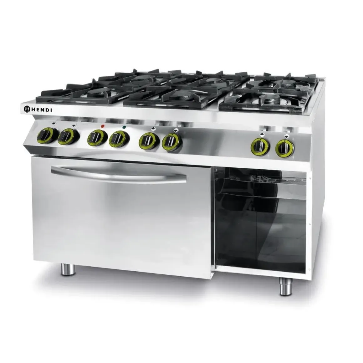Hendi Gasfornuis 6-pits met convectieoven GN 1/1
