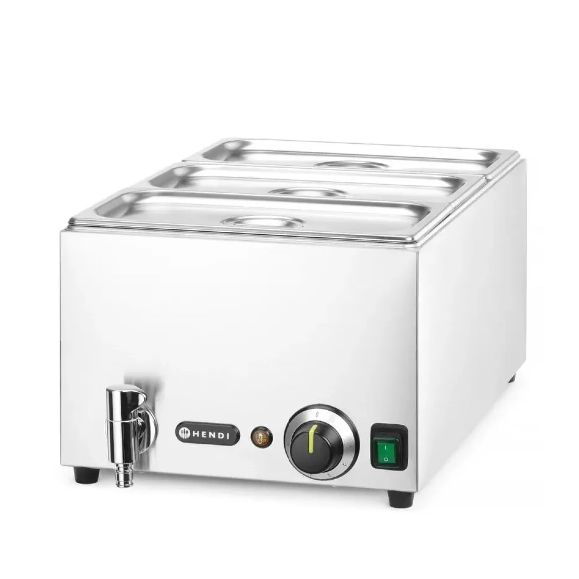 Hendi Set: Bain-marie met afvoerkraan + 3x GN 1/3 en deksel