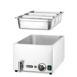 Hendi Set: Bain-marie met afvoerkraan + 3x GN 1/3 en deksel